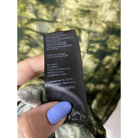 Pilcro Women's 4 Ruched Corduroy Button Down Long Sleeve Mini Shirt Dress Green - Picture 6 of 7